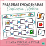 tablero para jugar a palabras encadenadas con conciencia silábica. Se puede acceder a la actividad dando click en la imagen