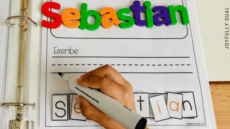 link to a free bilingual binder for homeschool families