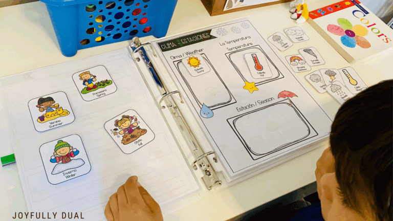 link to a free bilingual morning binder for homeschoolers