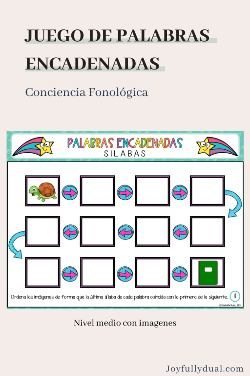 tablero de palabras encadenadas con imagenes