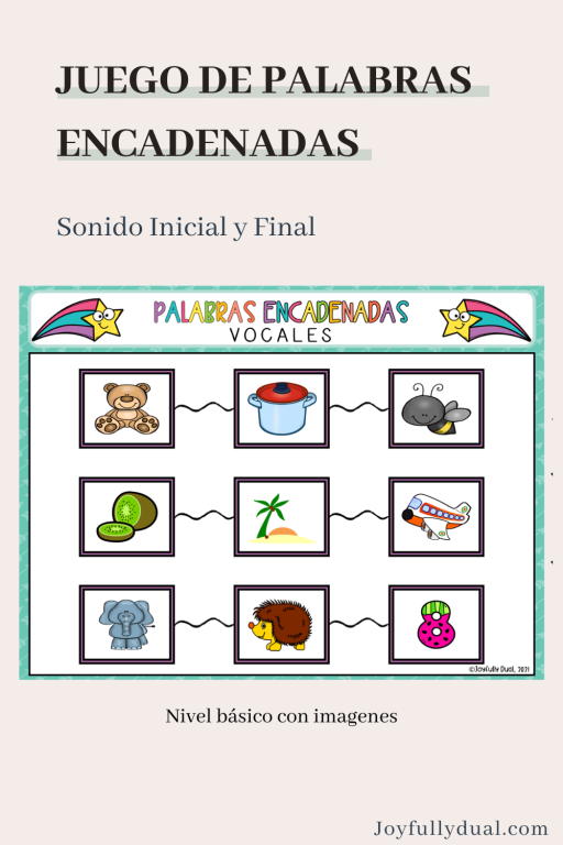 tablero de palabras encadenadas con sonido inicial y final con imágenes