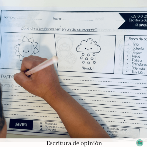 escritura-de-opinion-de-invierno-winter-opinion-writing-spanish