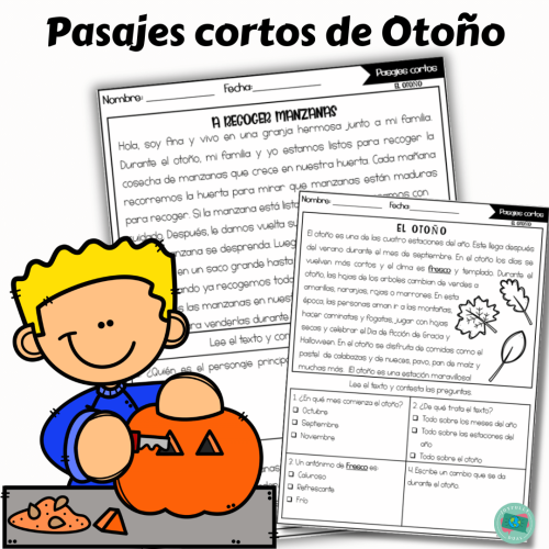 actividades de otoño sobre lecturas de comprensión